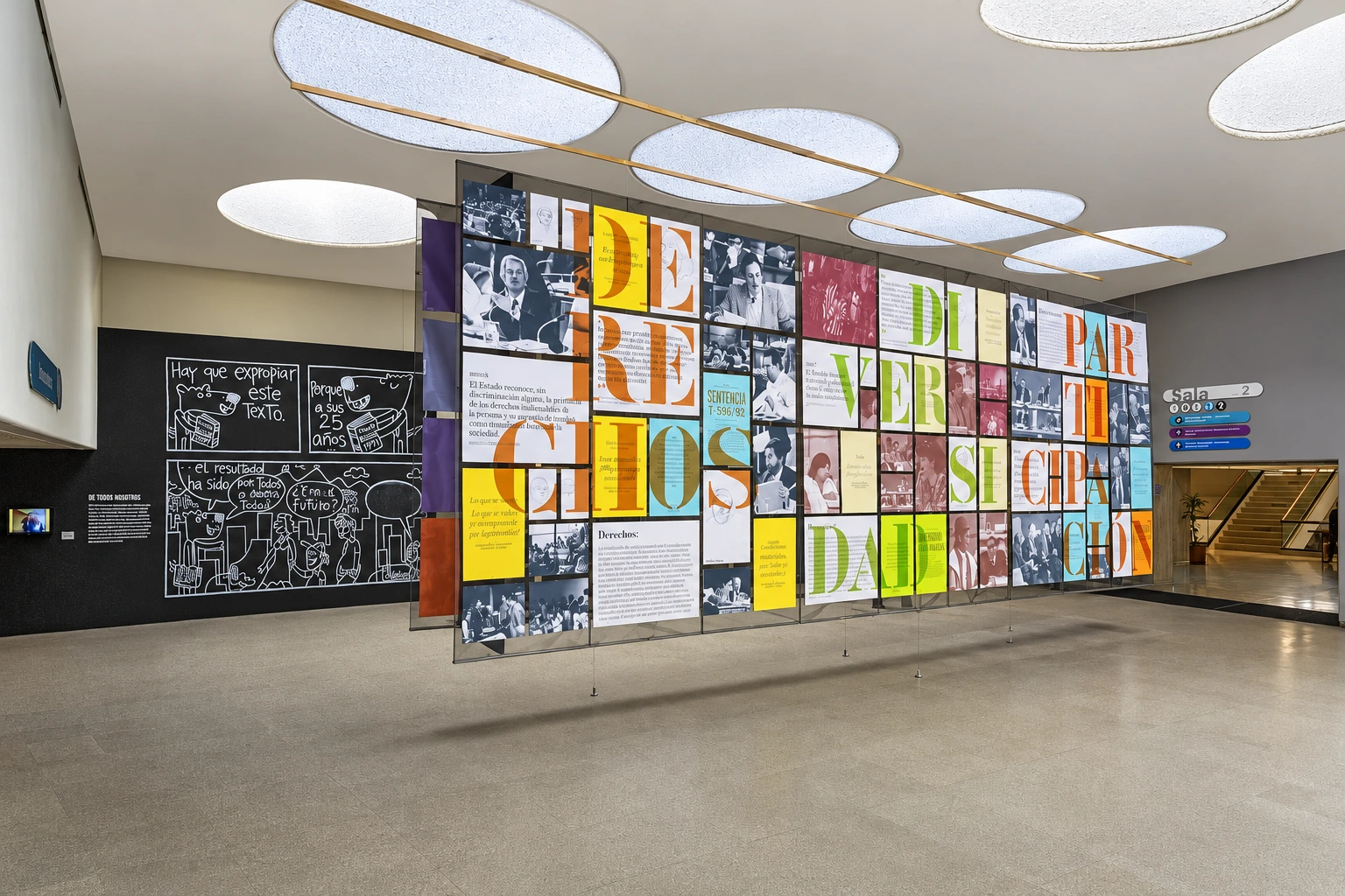 the poster wall and the blackboard wall — Of all the people