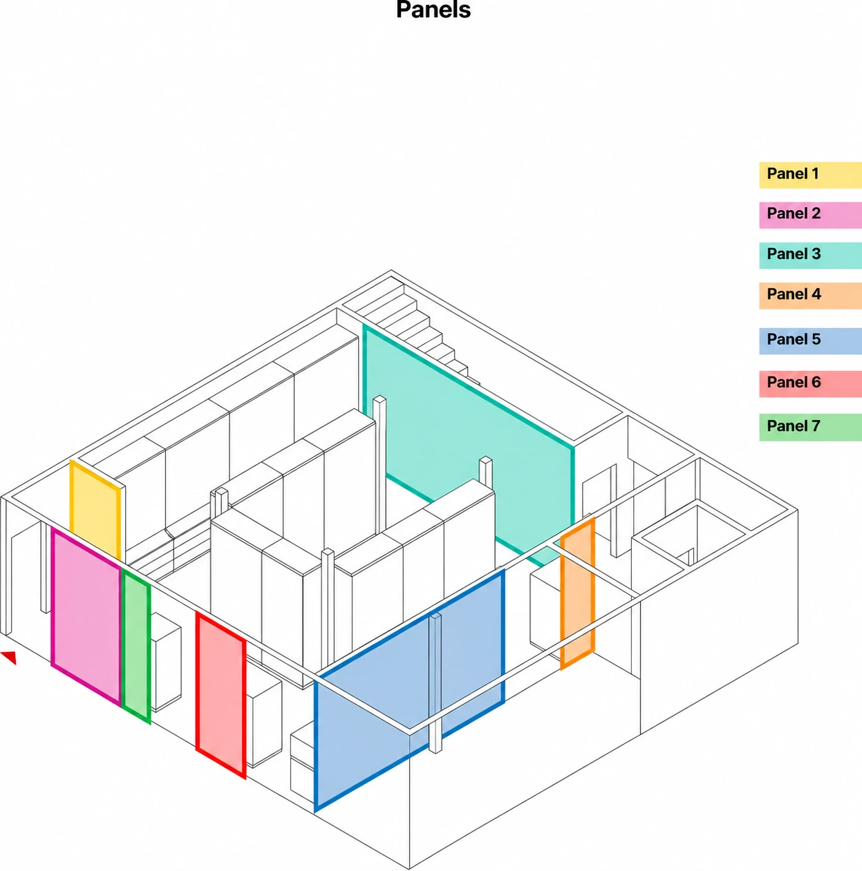 panels: reading sequence in axonometric
