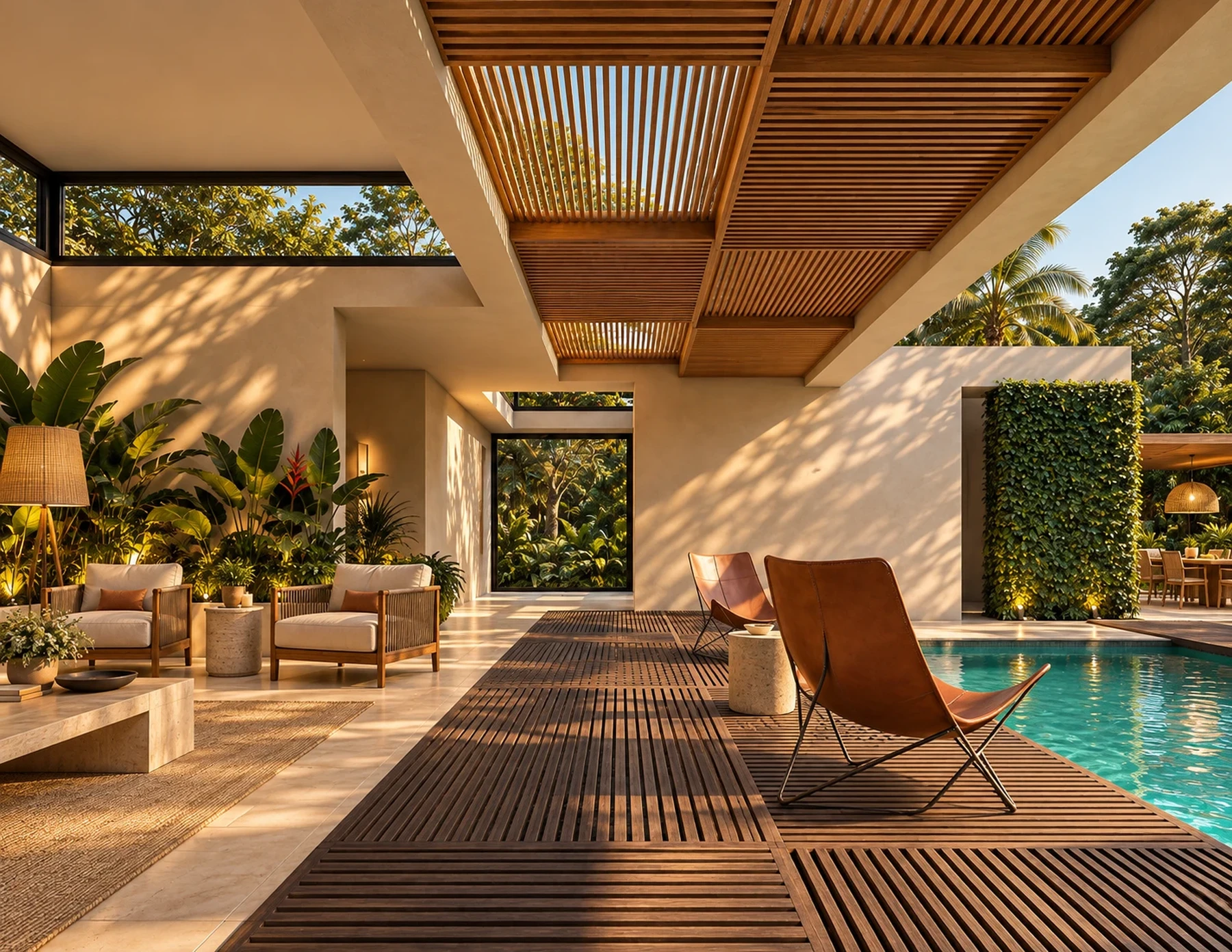 The terrace under the pergola