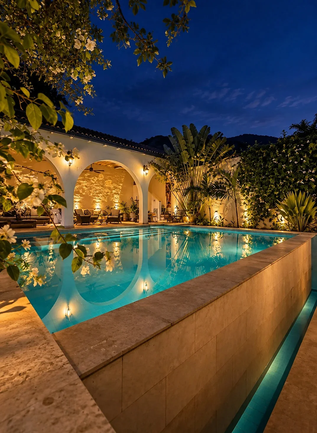 The pool at night