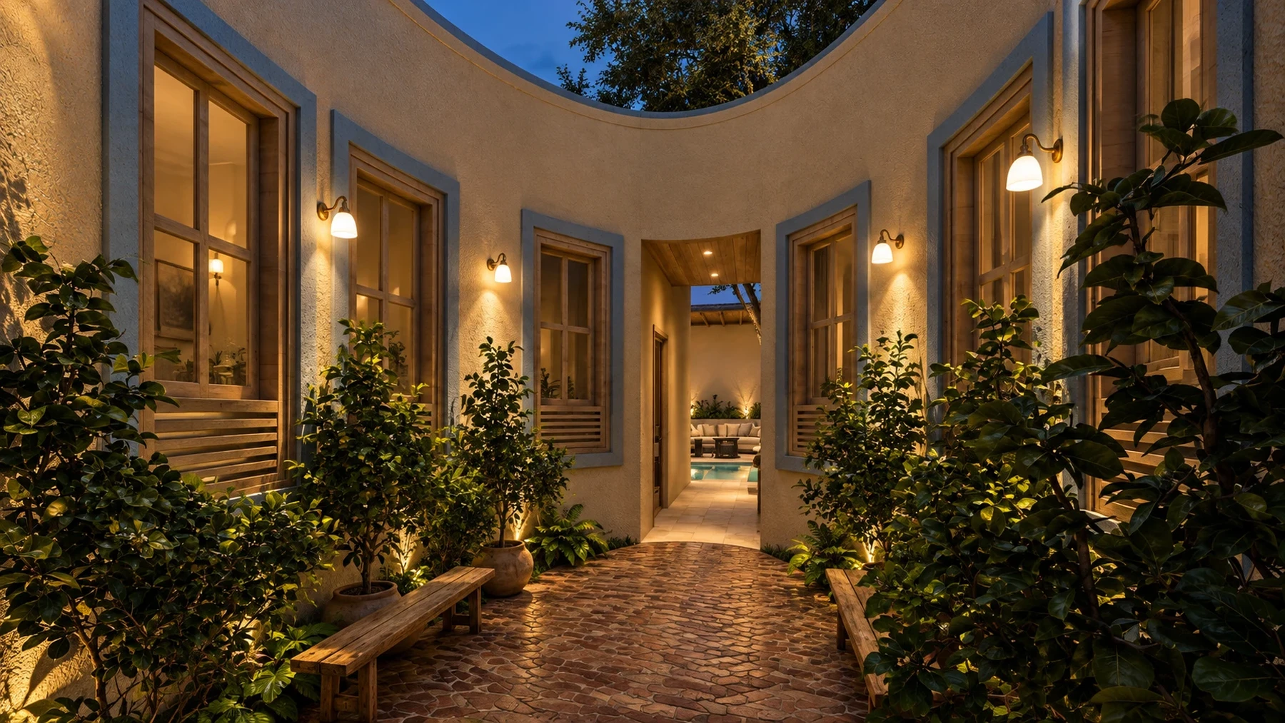 The oval courtyard